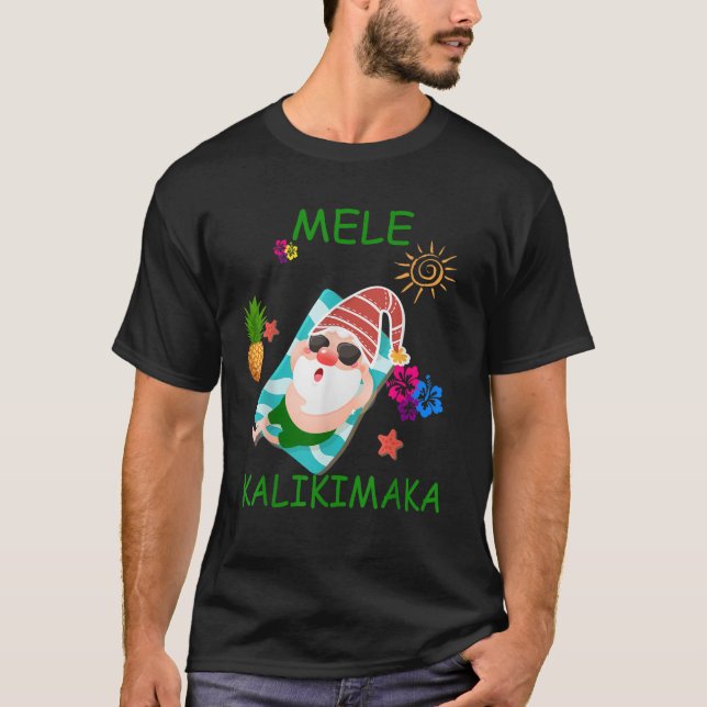 Hawaii Beach Mele Kalikimaka Funny Gnome Christmas T-Shirt (Vorderseite)