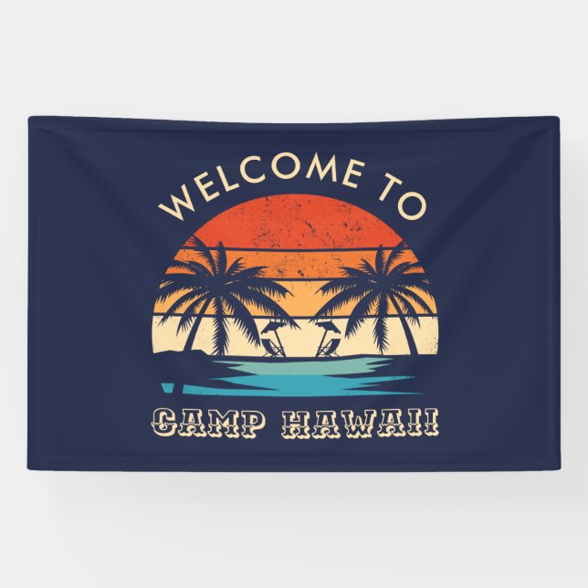 Hawaii Beach Party Retro Sonnenuntergang Banner (Horizontal)