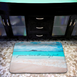 Hawaii Beach Peace Liebe Sandy Feet Script Quote Badematte