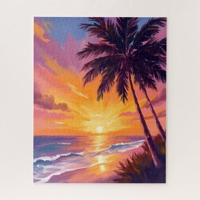 Hawaii Beach Sunset Painting Travel Puzzle (Vertikal)