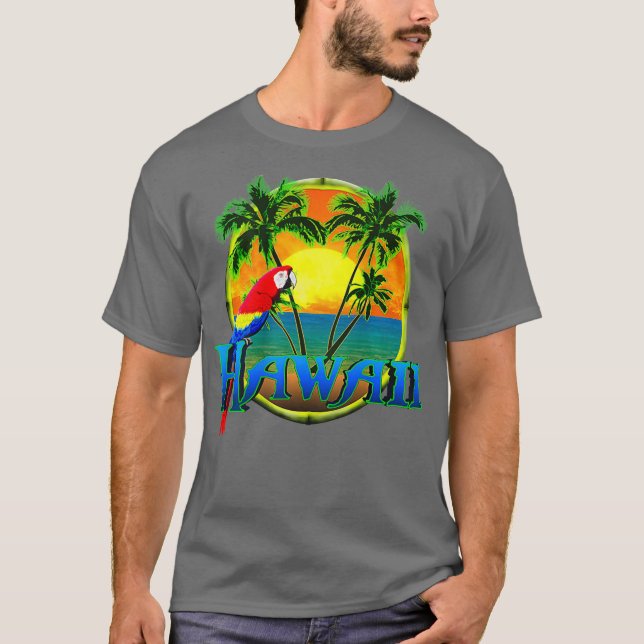 Hawaii Beach Sunset Parrot T-Shirt (Vorderseite)