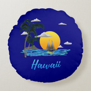Hawaii Beach Sunset Rundes Kissen