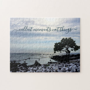 Hawaii Beach Tree Silhouette sammelt Momente Zitat Puzzle