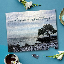 Hawaii Beach Tree Silhouette sammelt Momente Zitat Puzzle