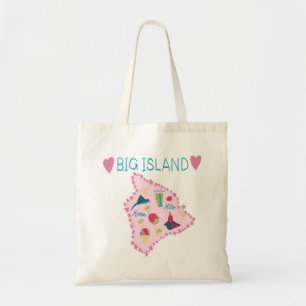 Hawaii Big Island Karte Süße Pastell-Illustration Tragetasche