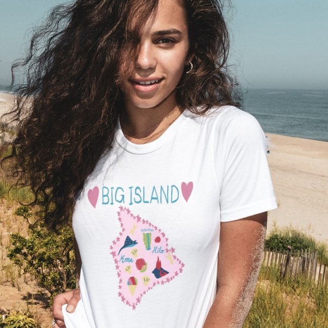 Hawaii Big Island Map Cute Pastel Illustration  T-Shirt (Von Creator hochgeladen)
