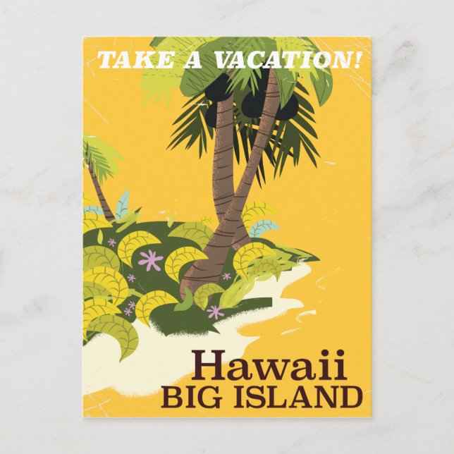 Hawaii Big Island Vintage Reiseplakat Postkarte (Vorderseite)