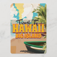 Hawaii Big Island Wedge Vintage Travel Poster