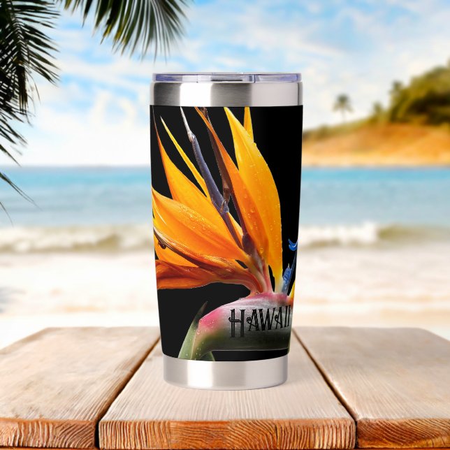 Hawaii Bird of Paradise Pflanze Blume Thermobecher (Strand (gedreht))