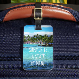 Hawaii, blauer Ozean und grüne Palmen "Sommer ist" Gepäckanhänger