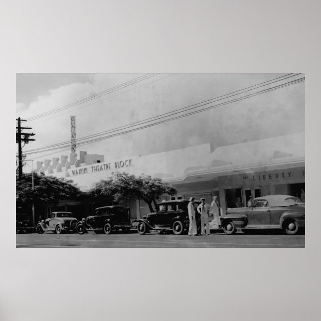 Hawaii - Blick auf den Waikiki-Theaterblock Poster (Vorne)