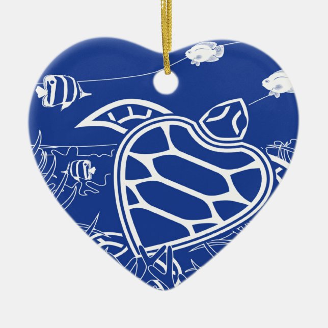 Hawaii Blue Turtle Keramik Ornament (Vorne)