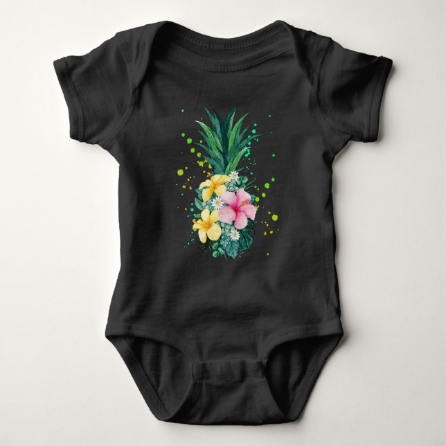 Hawaii Blume Ananas Baby Strampler (Vorderseite)