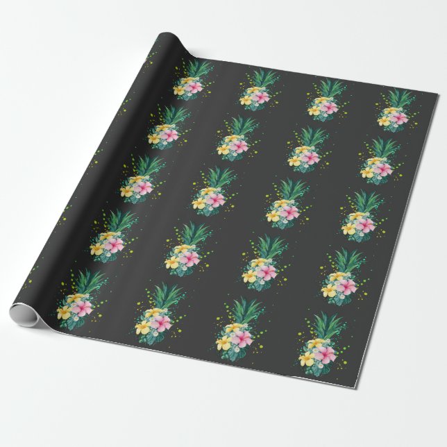 Hawaii Blume Ananas Geschenkpapier (Ungerollt)