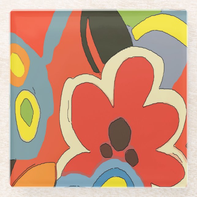 Hawaii Blume Glass Untersetzer (Vorderseite)