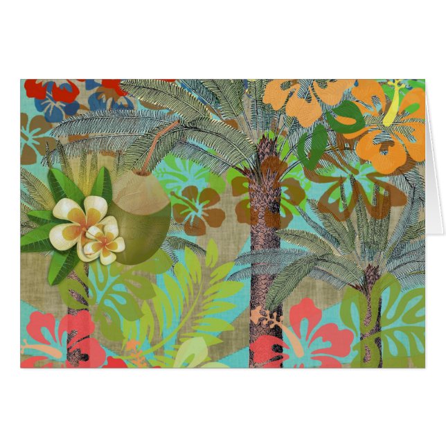 Hawaii Blume Hula Vintage Blumengrafik (Vorderseite (Horizontal))
