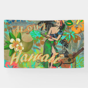 Hawaii Blume Hula Vintage Blumengrafik Banner