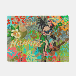 Hawaii Blume Hula Vintage Blumengrafik Fußmatte