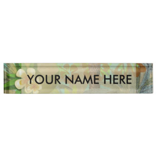 Hawaii Blume Hula Vintage Blumengrafik Namensplakette