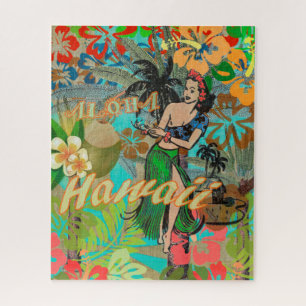 Hawaii Blume Hula Vintage Blumengrafik Puzzle