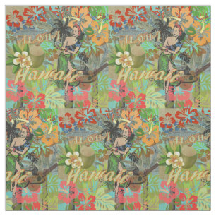 Hawaii Blume Hula Vintage Blumengrafik Stoff