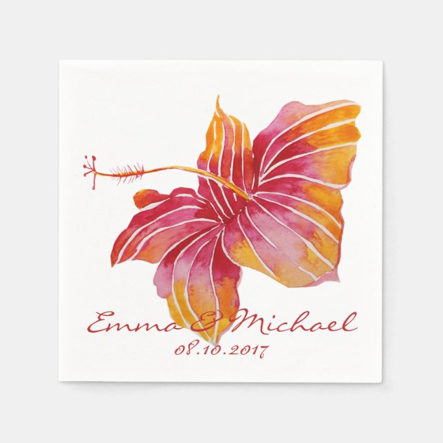 Hawaii Blume Personalisiert Hochzeitspapier Napkin Serviette (Vorderseite)
