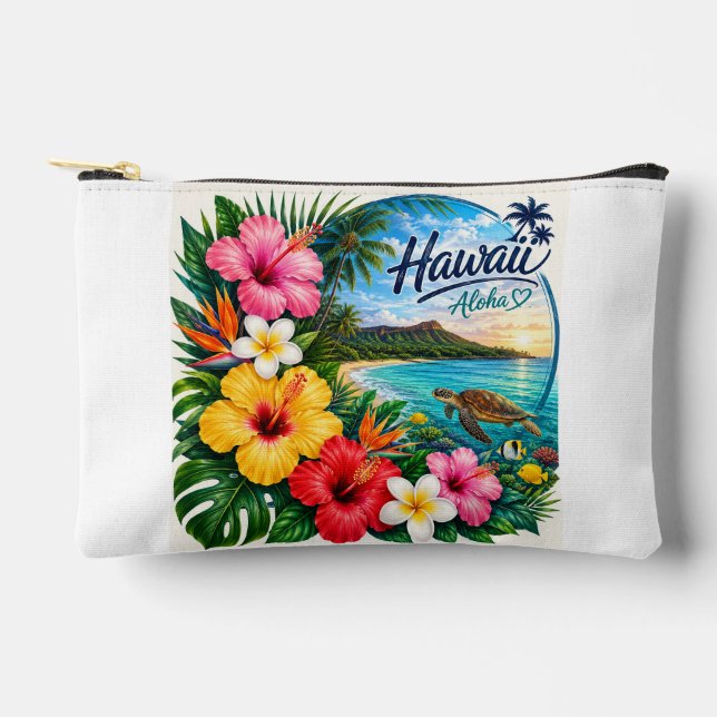 Hawaii Blumen Zubehörtasche (Vorderseite)