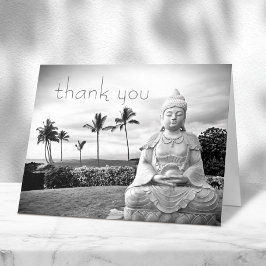 Hawaii Buddha Schwarz-weiß Foto Moderne Typografie Dankeskarte