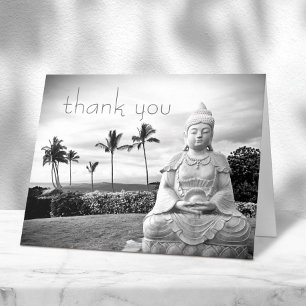Hawaii Buddha Schwarz-weiß Foto Moderne Typografie Dankeskarte