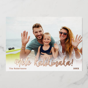Hawaii Christmas Foto Card Foil Mele Kalikimaka Folien Feiertagskarte