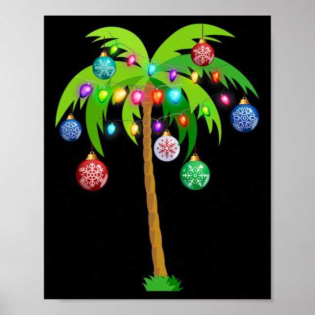 Hawaii Christmas Palm Tree Tropical Xmas Coconut L Poster (Vorne)
