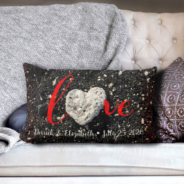 Hawaii Coral Heart Red Liebe Paare Namen und Datum Lendenkissen