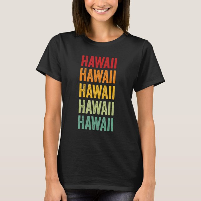 Hawaii County Hawaii Regenbogen-Text-Design T-Shirt (Vorderseite)