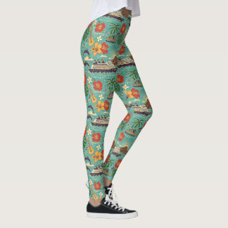 Hawaii Cruise Tropical Island Ship Design Leggings