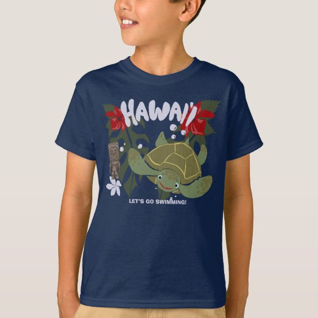 Hawaii Cute Tropical Sea Turtle T-Shirt (Vorderseite)