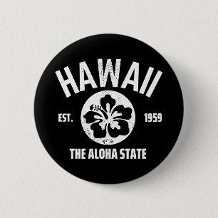 Hawaii Der Aloha-Staat Vintage-State-Grafik Button