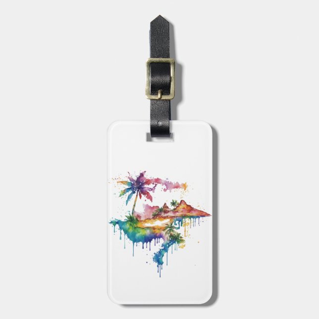 Hawaii Design mit bunten Spritzern Gepäckanhänger (Vorderseite vertikal)