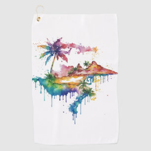 Hawaii Design mit bunten Spritzern Golfhandtuch