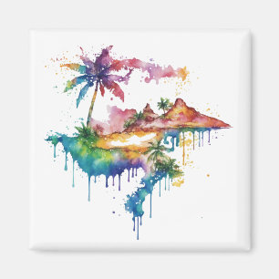 Hawaii Design mit bunten Spritzern Magnet