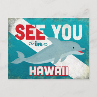 Hawaii Dolphin - Retro Vintage Travel Postkarte