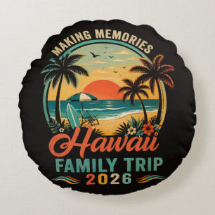 Hawaii-Familienreise Tropischer Sonnenuntergang 20 Rundes Kissen
