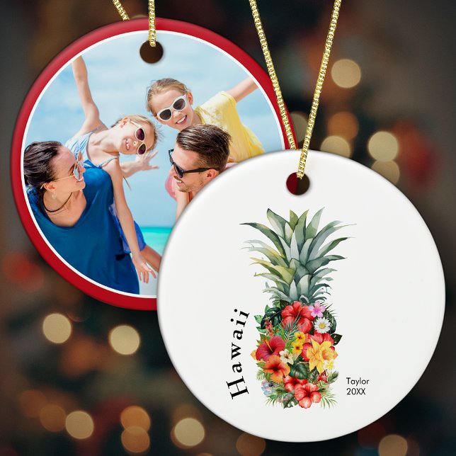Hawaii Family Vacation Foto Ananas Weihnachten Keramik Ornament (Von Creator hochgeladen)