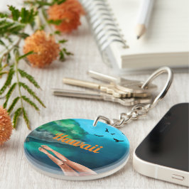 Hawaii Feriengeschenk Malerei Dame Beine Blau Ozea Schlüsselanhänger