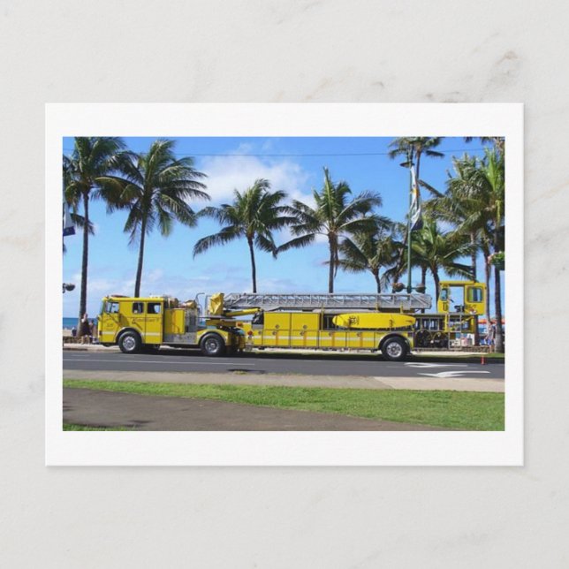 Hawaii Fire Truck Postcard Postkarte (Vorderseite)