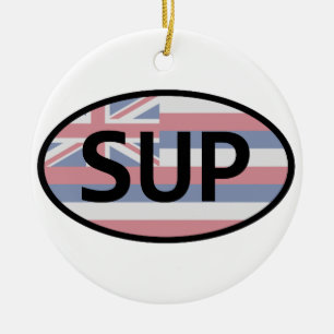 Hawaii Flag Standup Paddling Keramikornament