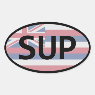 Hawaii Flag Standup Paddling Ovaler Aufkleber