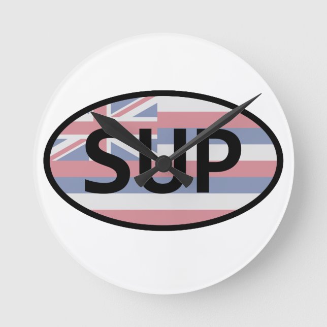 Hawaii Flag Standup Paddling Runde Wanduhr (Vorderseite)