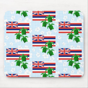 Hawaii-Flagge und grüne Meeresschildkröten Mousepad