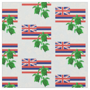 Hawaii-Flagge und grüne Meeresschildkröten Stoff
