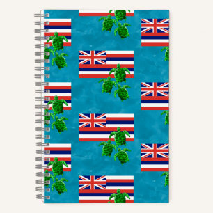 Hawaii-Flagge und Meeresschildkröten Notizbuch